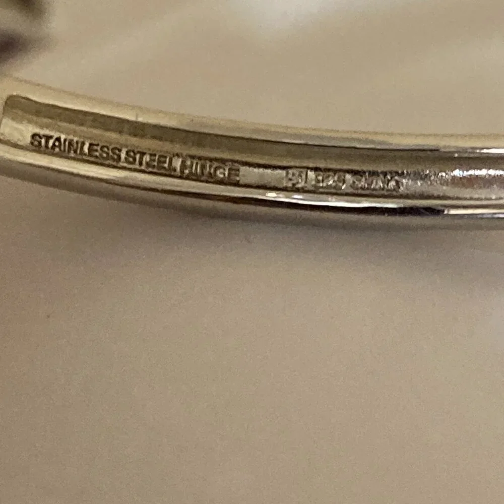 Sterling Silver Amethyst Semi Wrap Bangle Bracelet - Picture 8 of 9